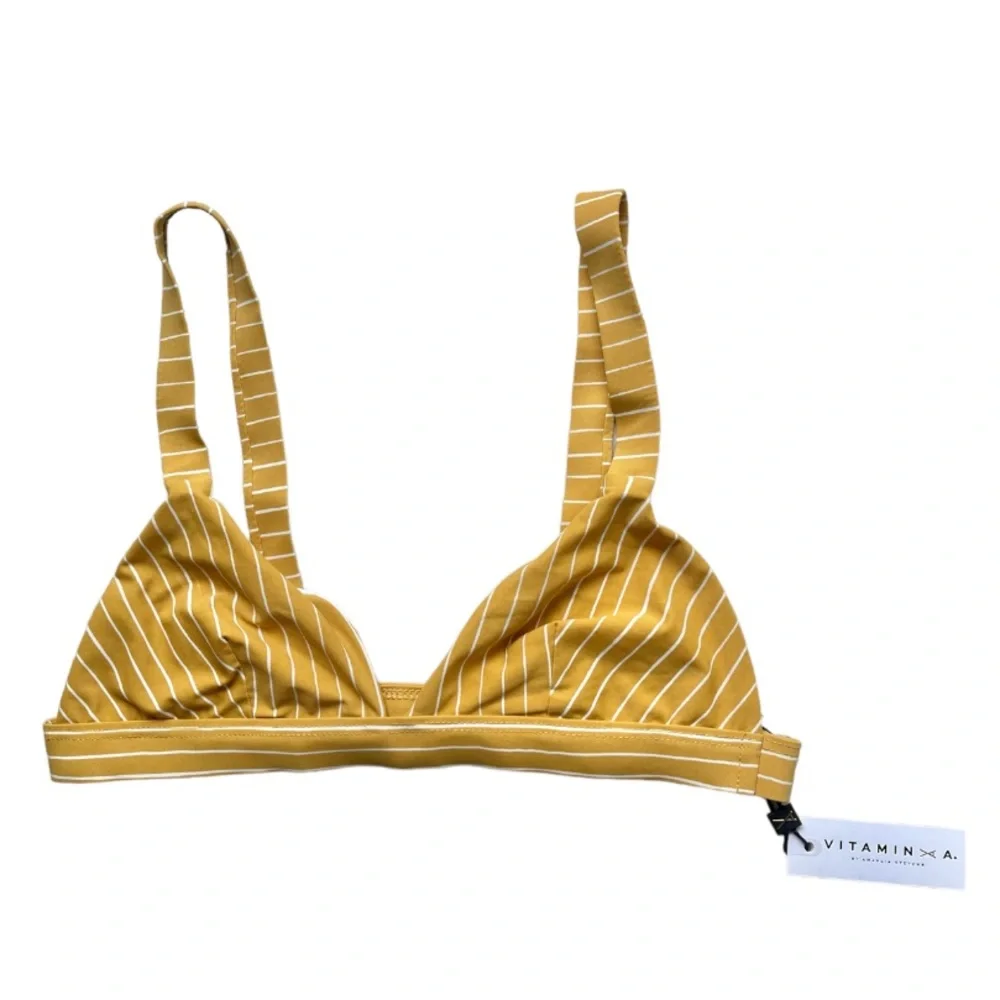Vitamin A Neutra Swim Triangle Top and Luciana Bottom Bikini Set Dorada